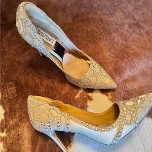Badgley Mischka Gold Embellished Heels